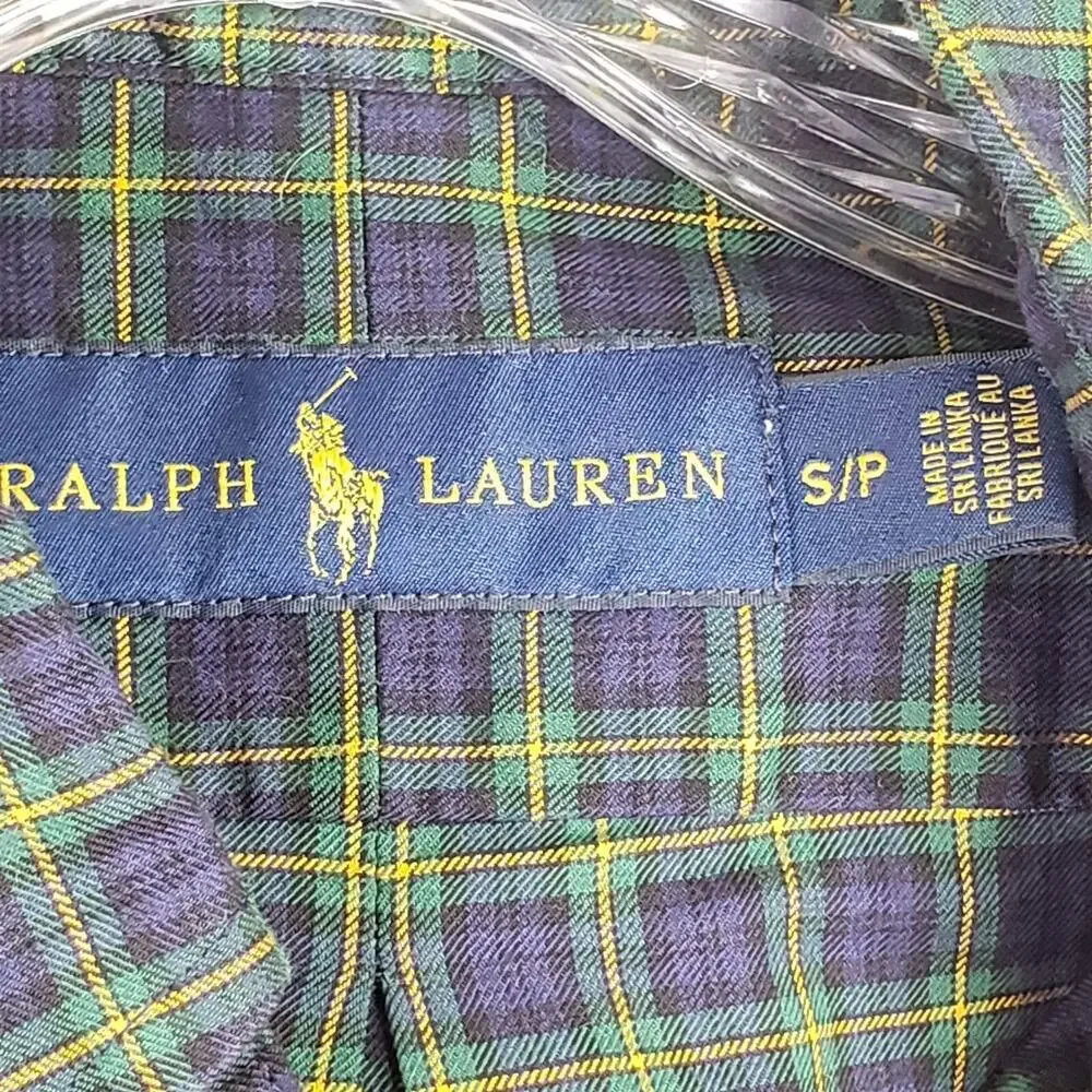 Polo Ralph Lauren Shirt Oxford Men's Small Tartan Blue Plaid LS Button Down